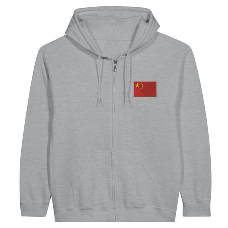 Sweat à capuche à fermeture éclair drapeau chine en broderie - pixelformaflag