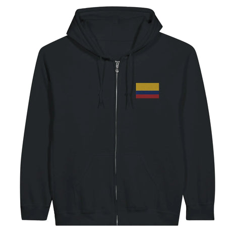 Sweat à capuche à fermeture éclair drapeau colombie en broderie - pixelformaflag