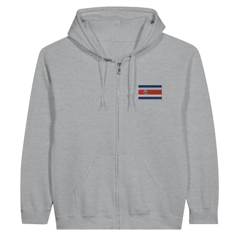Sweat à capuche à fermeture éclair drapeau costa rica en broderie - pixelformaflag
