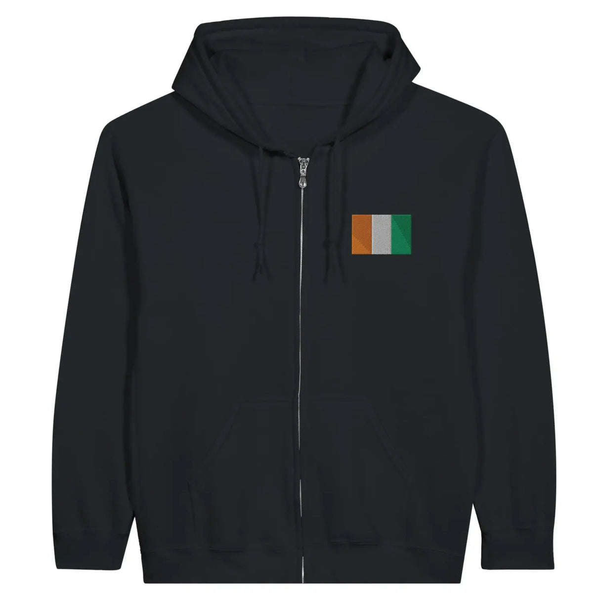 Sweat à capuche à fermeture éclair drapeau côte d’ivoire en broderie - pixelformaflag