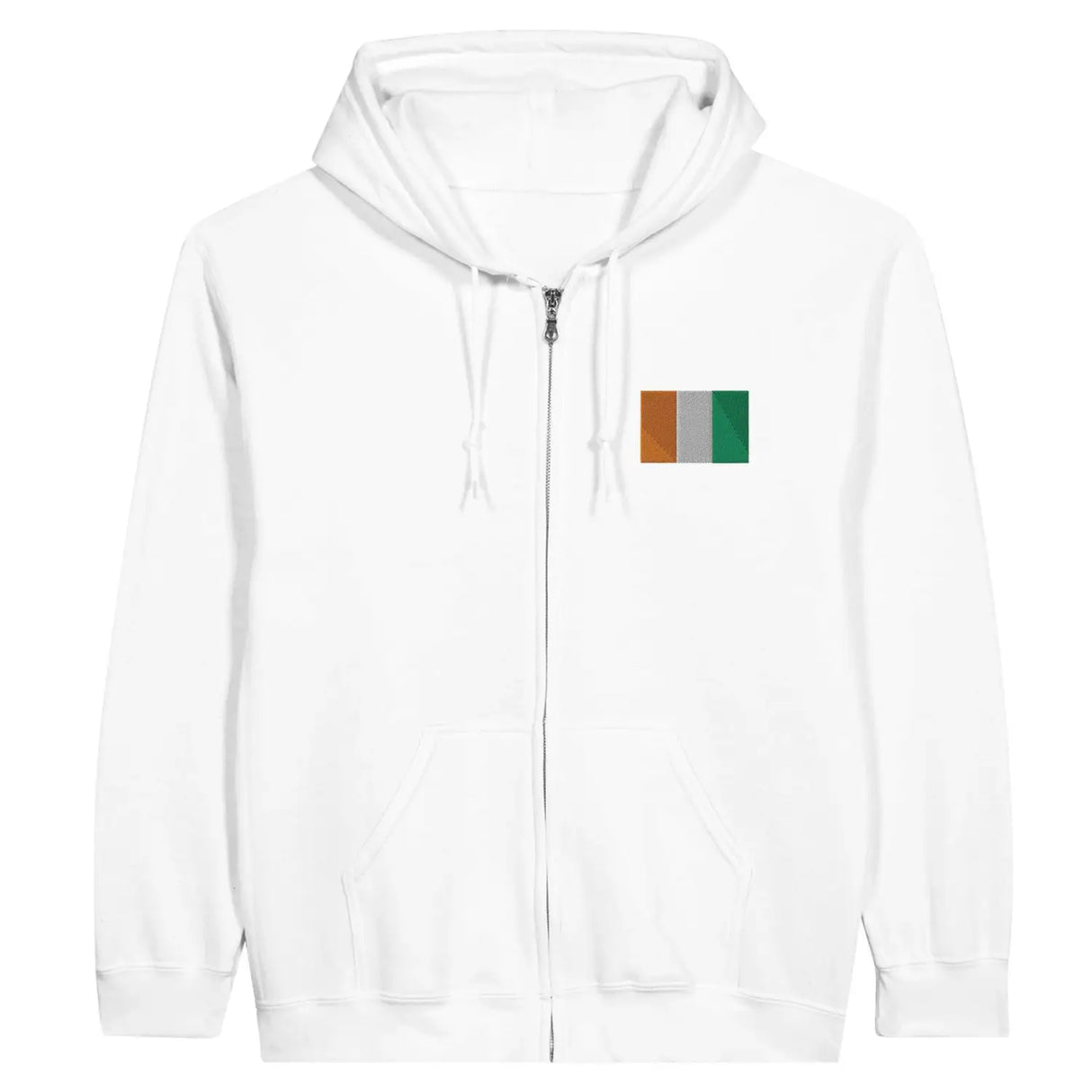 Sweat à capuche à fermeture éclair drapeau côte d’ivoire en broderie - pixelformaflag