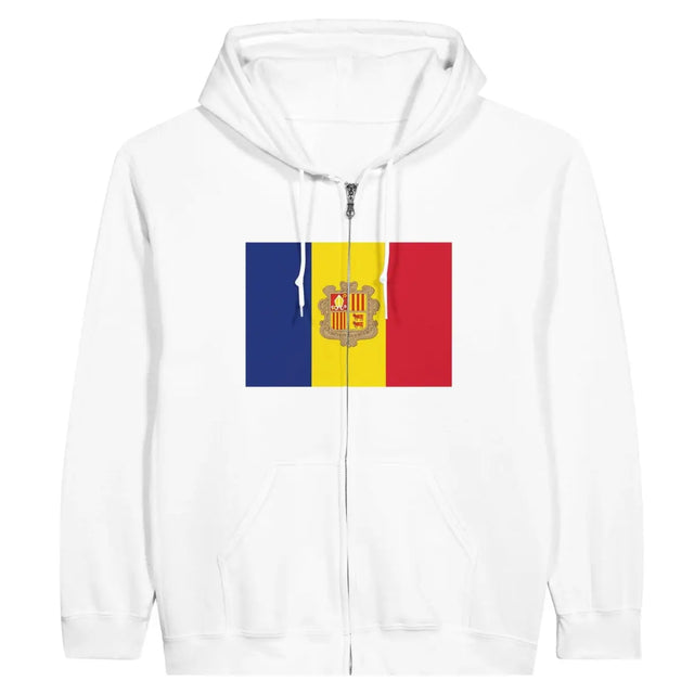 Sweat à capuche à fermeture éclair Drapeau d'Andorre - Pixelforma 