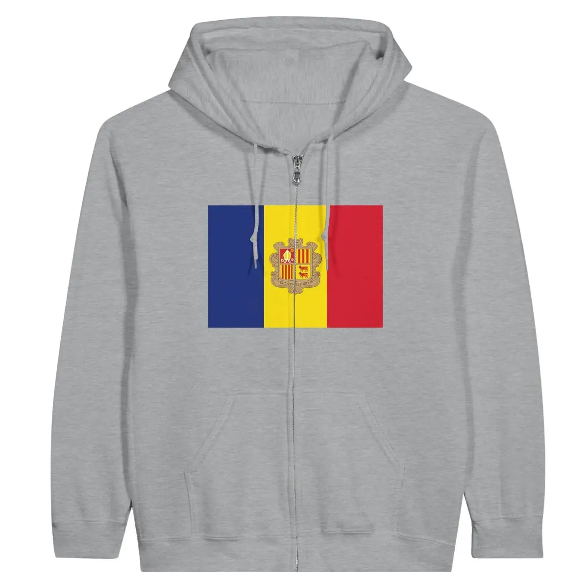 Sweat à capuche à fermeture éclair Drapeau d'Andorre - Pixelforma 