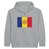 Sweat à capuche à fermeture éclair Drapeau d'Andorre - Pixelforma 