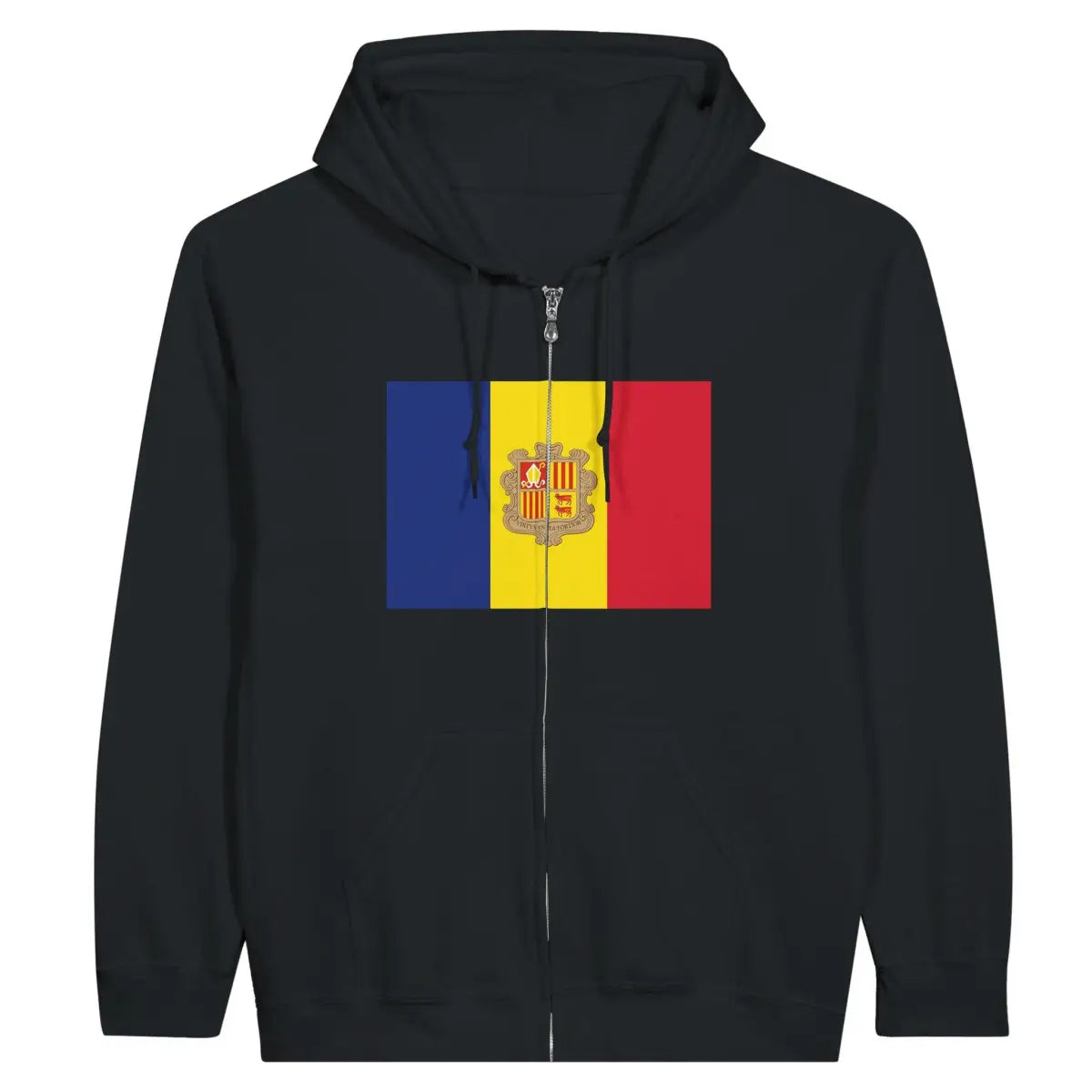 Sweat à capuche à fermeture éclair Drapeau d'Andorre - Pixelforma 