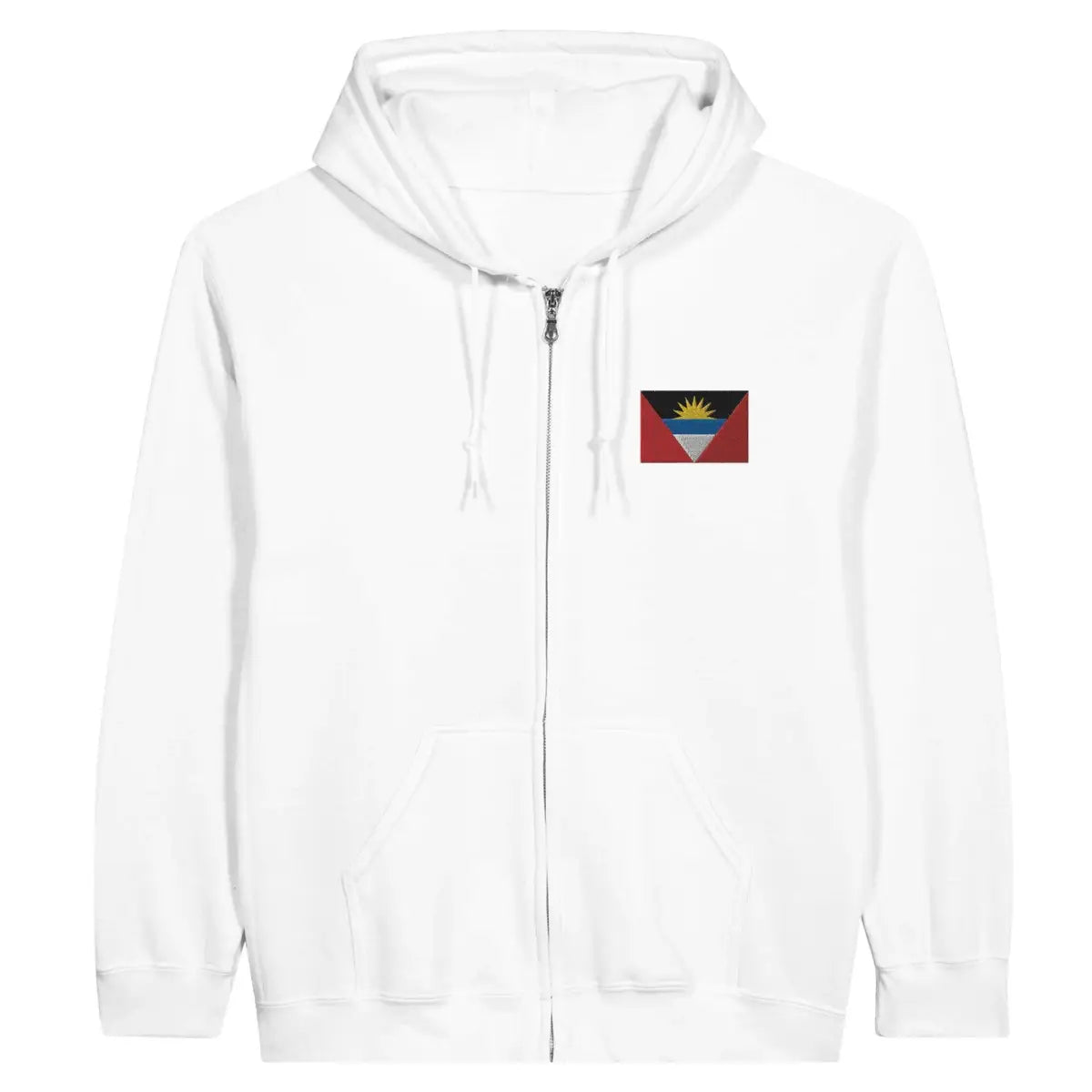 Sweat à capuche à fermeture éclair Drapeau d'Antigua-et-Barbuda en broderie - Pixelforma 