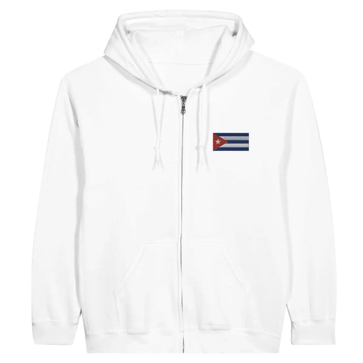 Sweat à capuche à fermeture éclair Drapeau de Cuba en broderie - Pixelforma 