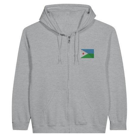 Sweat à capuche à fermeture éclair Drapeau de Djibouti en broderie - Pixelforma 