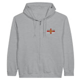 Sweat à capuche à fermeture éclair Drapeau de Guernesey en broderie - Pixelforma 