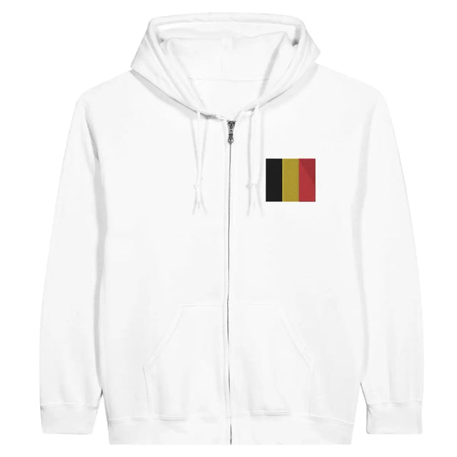 Sweat à capuche à fermeture éclair Drapeau de la Belgique en broderie - Pixelforma 