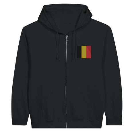 Sweat à capuche à fermeture éclair Drapeau de la Belgique en broderie - Pixelforma 