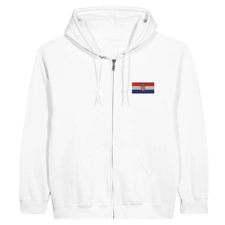 Sweat à capuche à fermeture éclair Drapeau de la Croatie en broderie - Pixelforma 