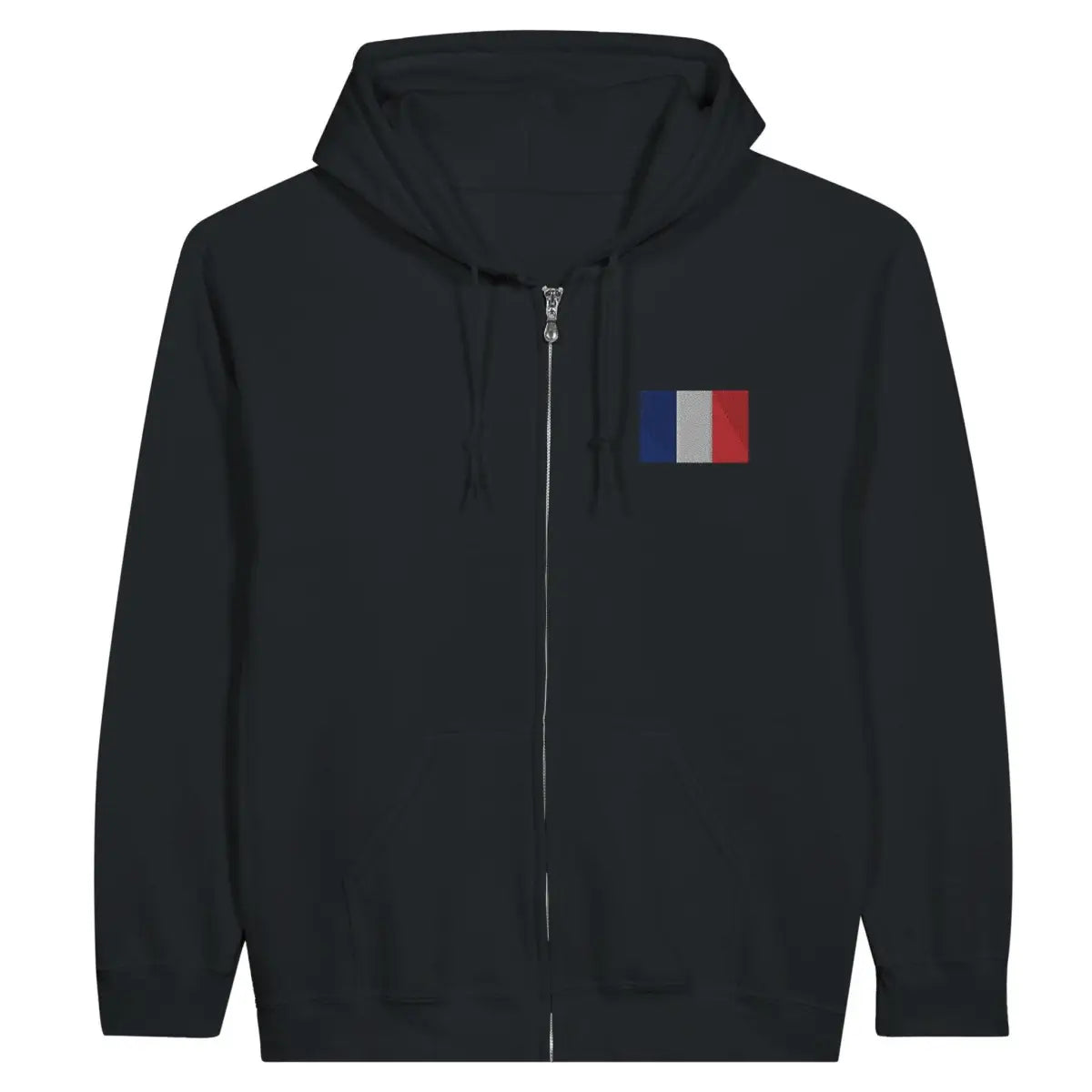 Sweat à capuche à fermeture éclair Drapeau de la France en broderie - Pixelforma 