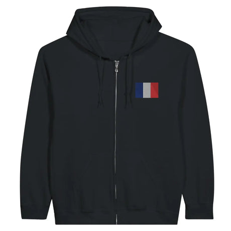 Sweat à capuche à fermeture éclair Drapeau de la France en broderie - Pixelforma 