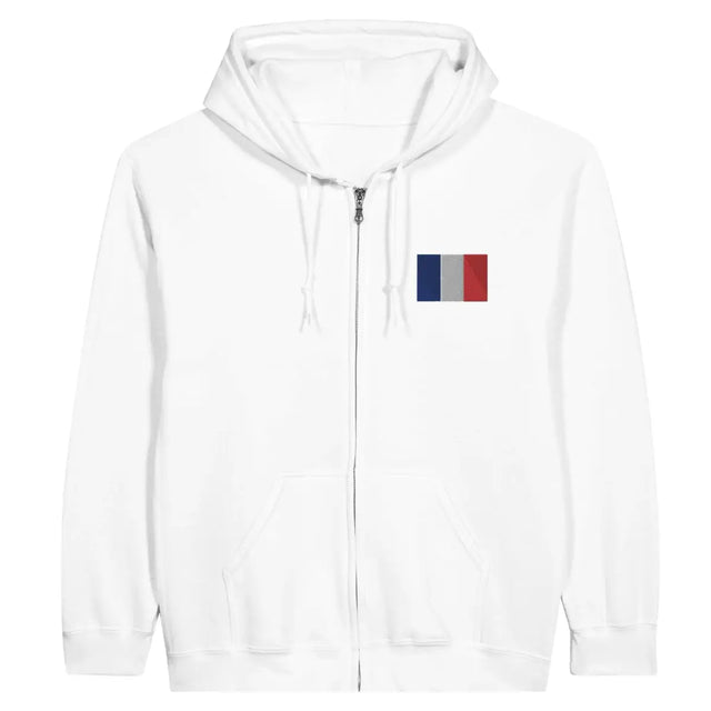 Sweat à capuche à fermeture éclair Drapeau de la France en broderie - Pixelforma 