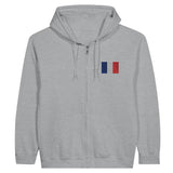 Sweat à capuche à fermeture éclair Drapeau de la France en broderie - Pixelforma 