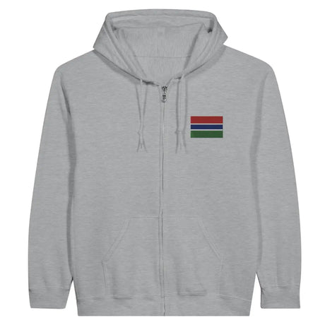 Sweat à capuche à fermeture éclair Drapeau de la Gambie en broderie - Pixelforma 