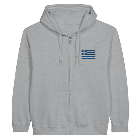 Sweat à capuche à fermeture éclair Drapeau de la Grèce en broderie - Pixelforma 