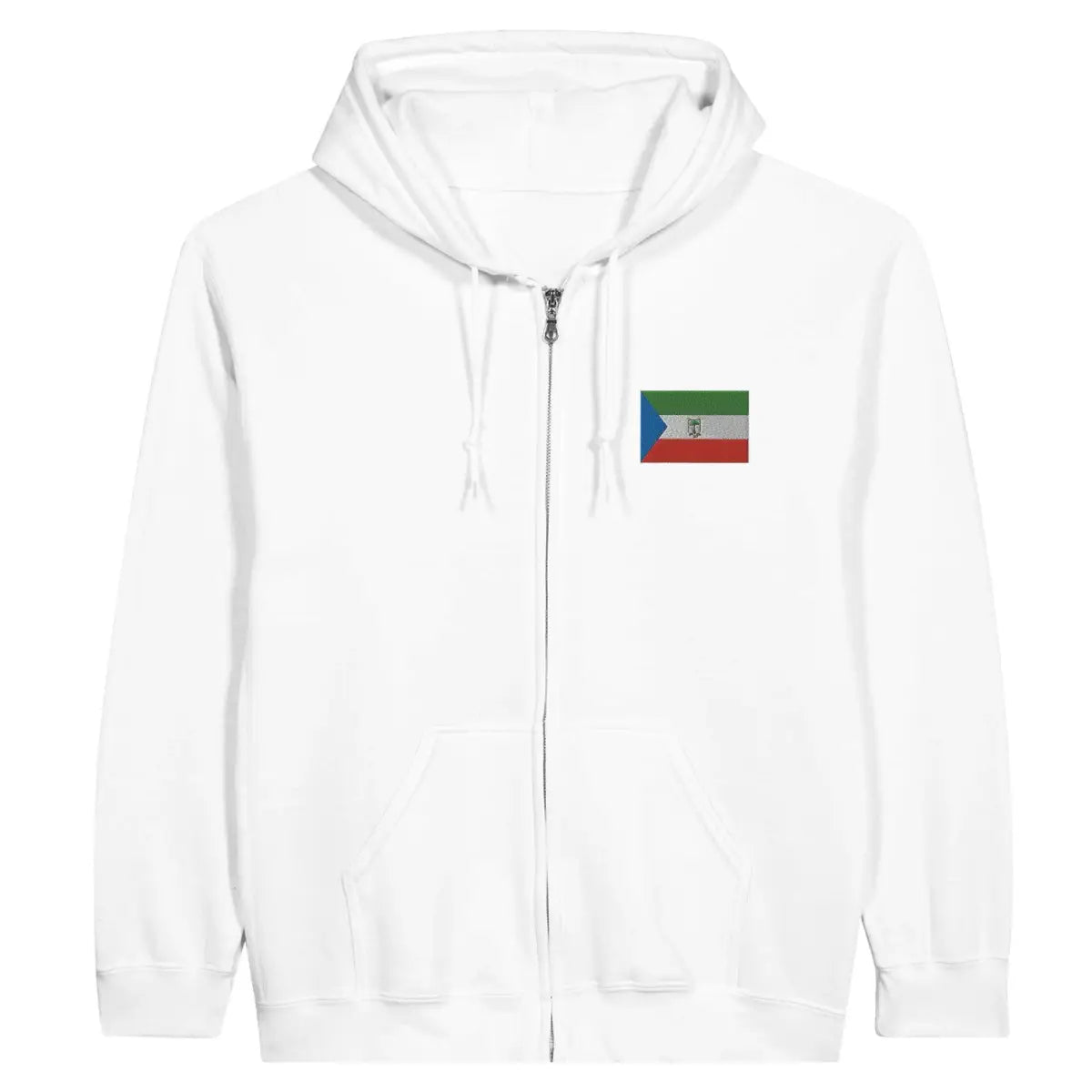 Sweat à capuche à fermeture éclair Drapeau de la Guinée équatoriale en broderie - Pixelforma 