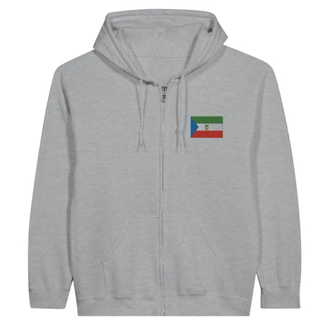 Sweat à capuche à fermeture éclair Drapeau de la Guinée équatoriale en broderie - Pixelforma 