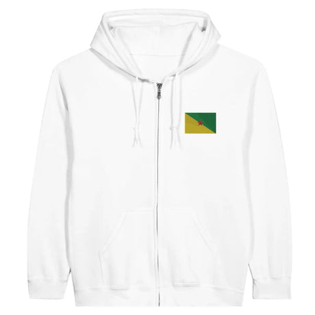 Sweat à capuche à fermeture éclair Drapeau de la Guyane en broderie - Pixelforma 