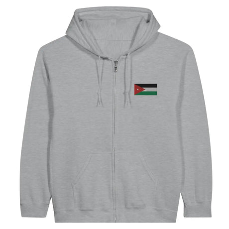 Sweat à capuche à fermeture éclair Drapeau de la Jordanie en broderie - Pixelforma 