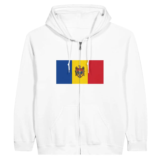 Sweat à capuche à fermeture éclair Drapeau de la Moldavie - Pixelforma 