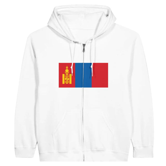 Sweat à capuche à fermeture éclair Drapeau de la Mongolie - Pixelforma 