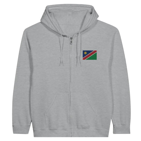 Sweat à capuche à fermeture éclair Drapeau de la Namibie en broderie - Pixelforma 