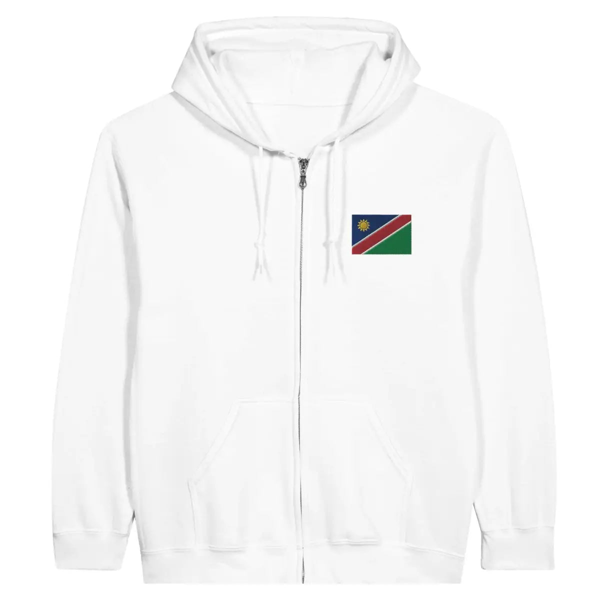 Sweat à capuche à fermeture éclair Drapeau de la Namibie en broderie - Pixelforma 