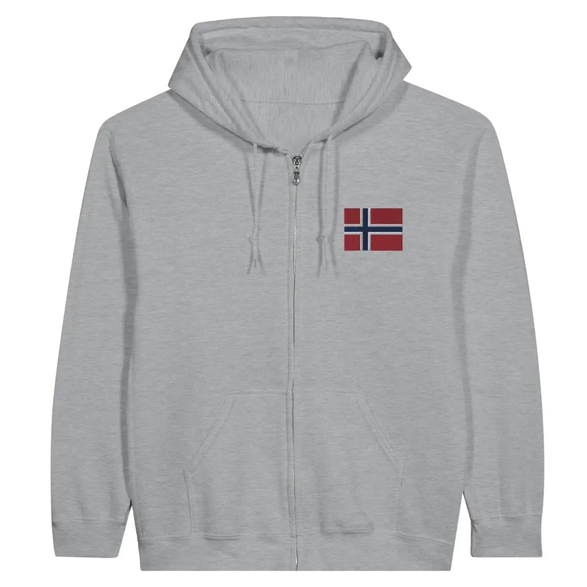 Sweat à capuche à fermeture éclair Drapeau de la Norvège en broderie - Pixelforma 