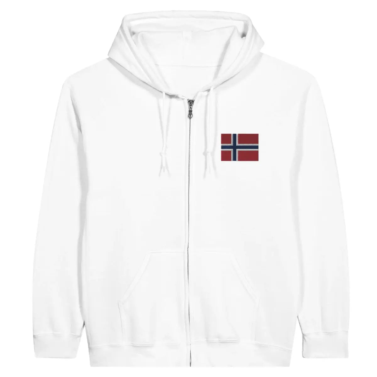 Sweat à capuche à fermeture éclair Drapeau de la Norvège en broderie - Pixelforma 