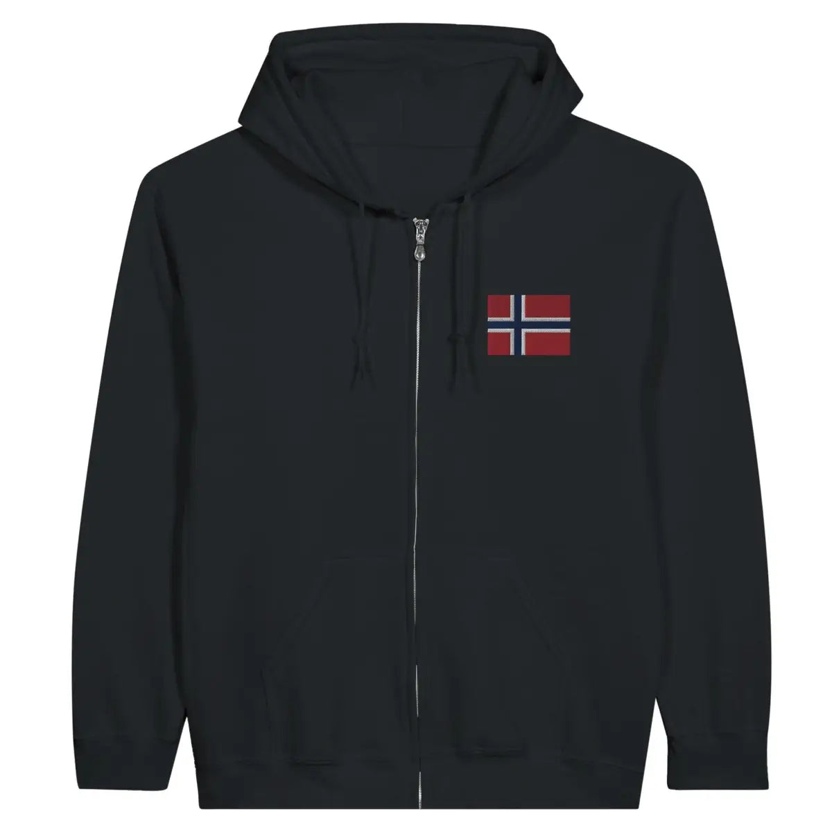 Sweat à capuche à fermeture éclair Drapeau de la Norvège en broderie - Pixelforma 