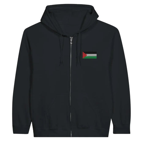 Sweat à capuche à fermeture éclair Drapeau de la Palestine en broderie - Pixelforma 