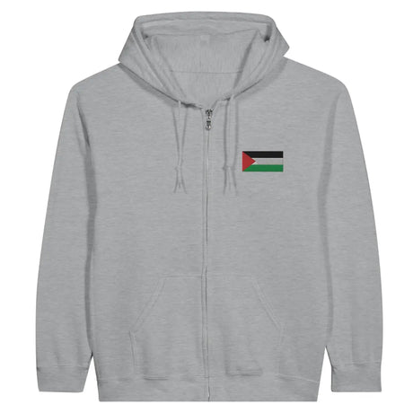 Sweat à capuche à fermeture éclair Drapeau de la Palestine en broderie - Pixelforma 