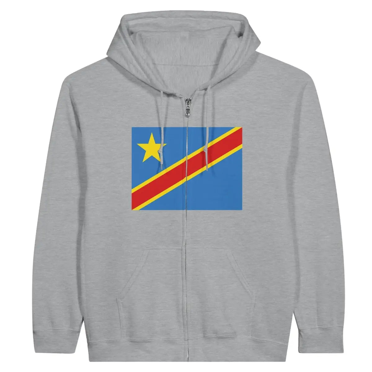 Sweat à capuche à fermeture éclair Drapeau de la république démocratique du Congo - Pixelforma 