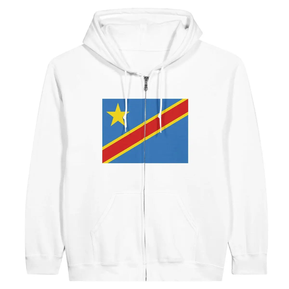 Sweat à capuche à fermeture éclair Drapeau de la république démocratique du Congo - Pixelforma 