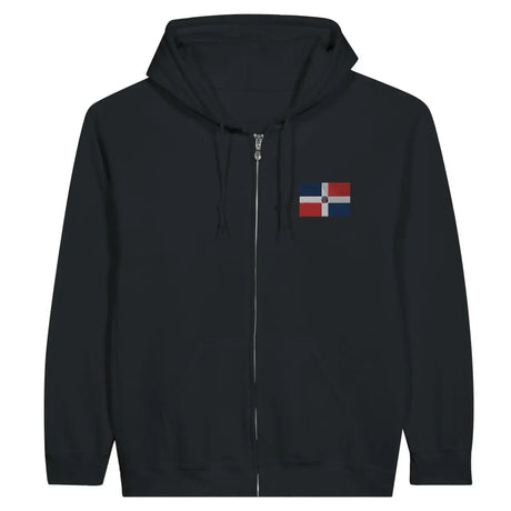 Sweat à capuche à fermeture éclair Drapeau de la République dominicaine en broderie - Pixelforma 