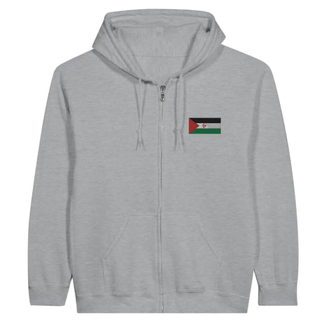 Sweat à capuche à fermeture éclair Drapeau de la République arabe sahraouie démocratique en broderie - Pixelforma 