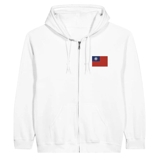 Sweat à capuche à fermeture éclair Drapeau de la République de Chine en broderie - Pixelforma 