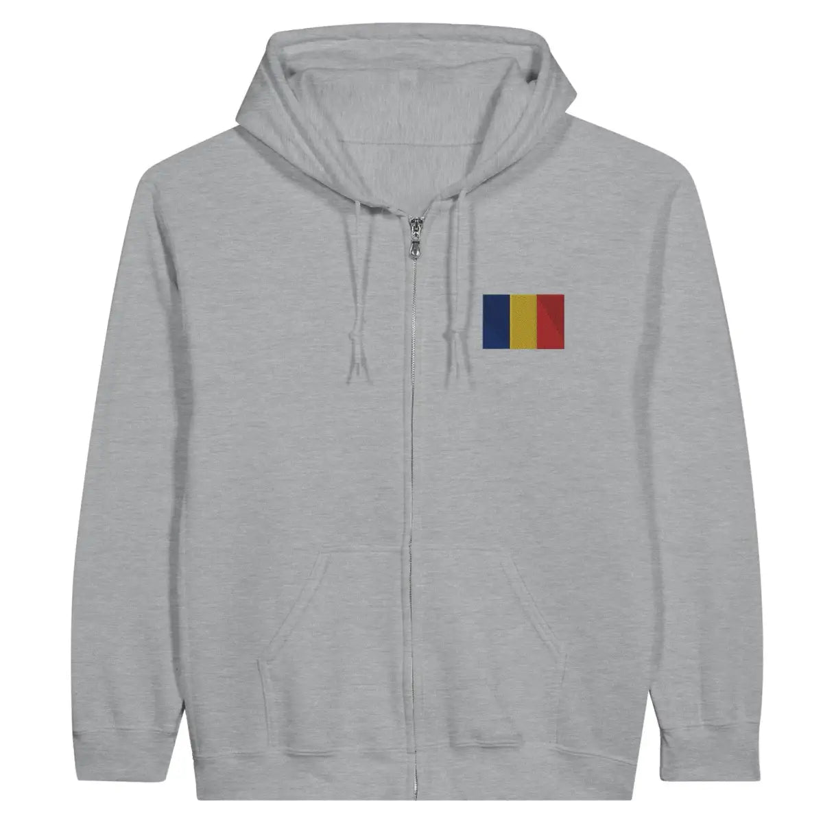 Sweat à capuche à fermeture éclair Drapeau de la Roumanie en broderie - Pixelforma 