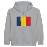 Sweat à capuche à fermeture éclair Drapeau de la Roumanie - Pixelforma 