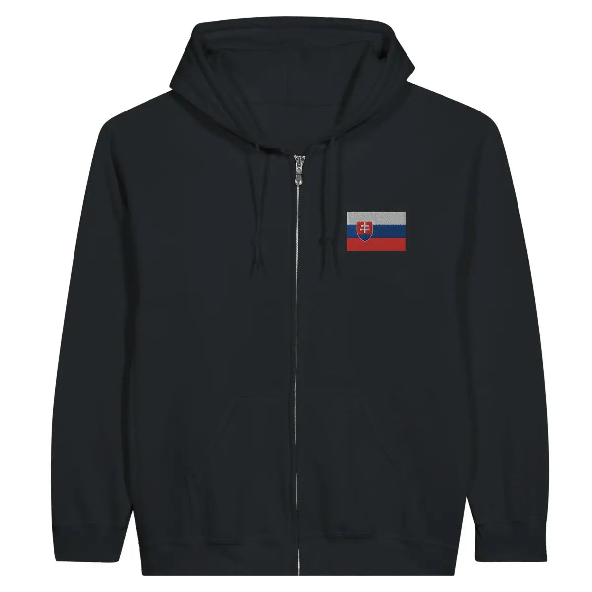 Sweat à capuche à fermeture éclair Drapeau de la Slovaquie en broderie - Pixelforma 