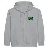 Sweat à capuche à fermeture éclair Drapeau de la Tanzanie en broderie - Pixelforma 