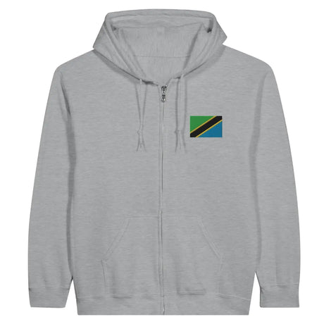 Sweat à capuche à fermeture éclair Drapeau de la Tanzanie en broderie - Pixelforma 