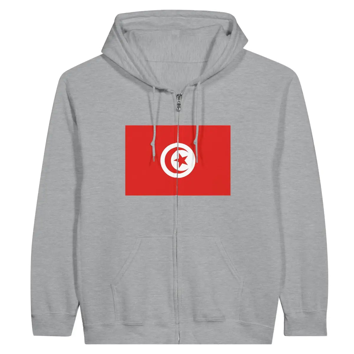 Sweat à capuche à fermeture éclair Drapeau de la Tunisie - Pixelforma 