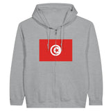 Sweat à capuche à fermeture éclair Drapeau de la Tunisie - Pixelforma 