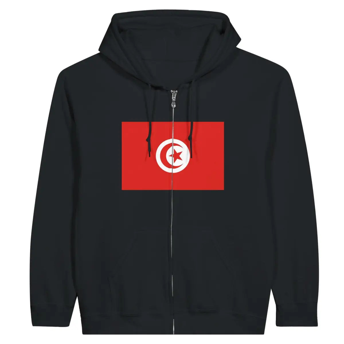 Sweat à capuche à fermeture éclair Drapeau de la Tunisie - Pixelforma 