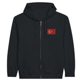 Sweat à capuche à fermeture éclair Drapeau de la Turquie en broderie - Pixelforma 