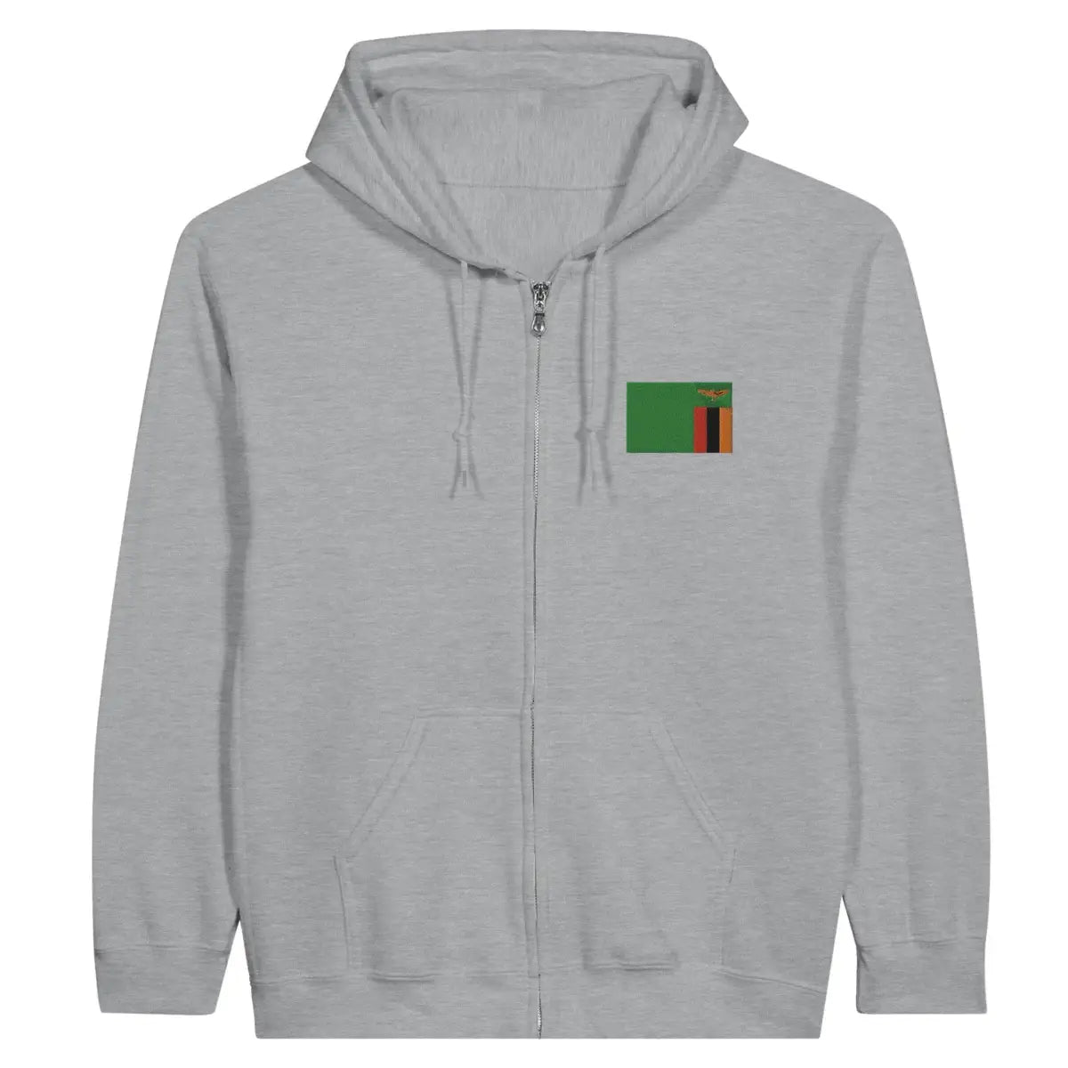 Sweat à capuche à fermeture éclair Drapeau de la Zambie en broderie - Pixelforma 